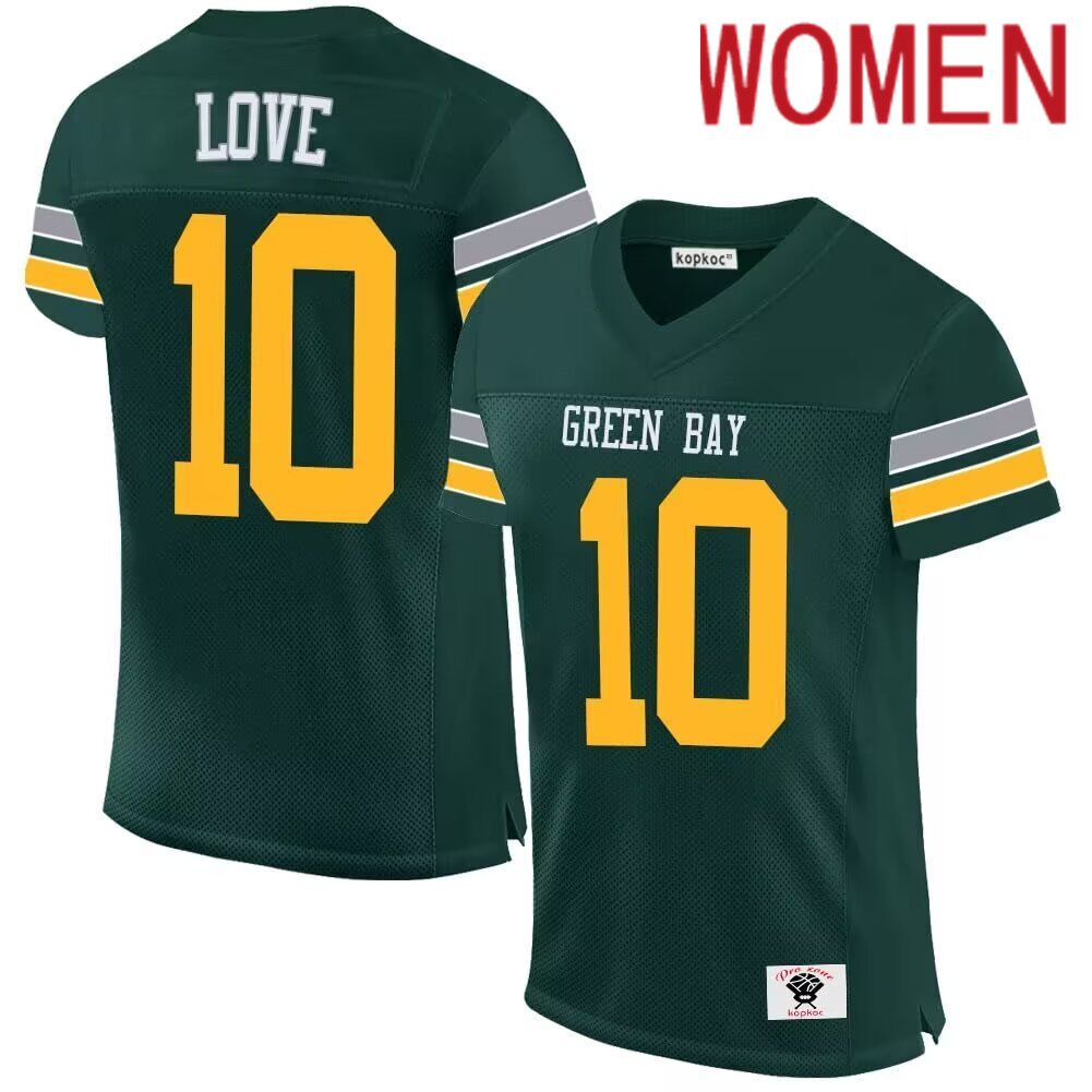 Women  Green Bay Packers #10 Love Nike green limited 2024 NFL throwback Jersey->women nfl jersey->Women Jersey